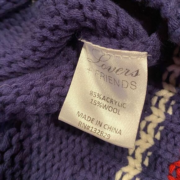 Lovers + Friends Navy Cropped Sweater Size Large V Neck - Picture 8 of 11